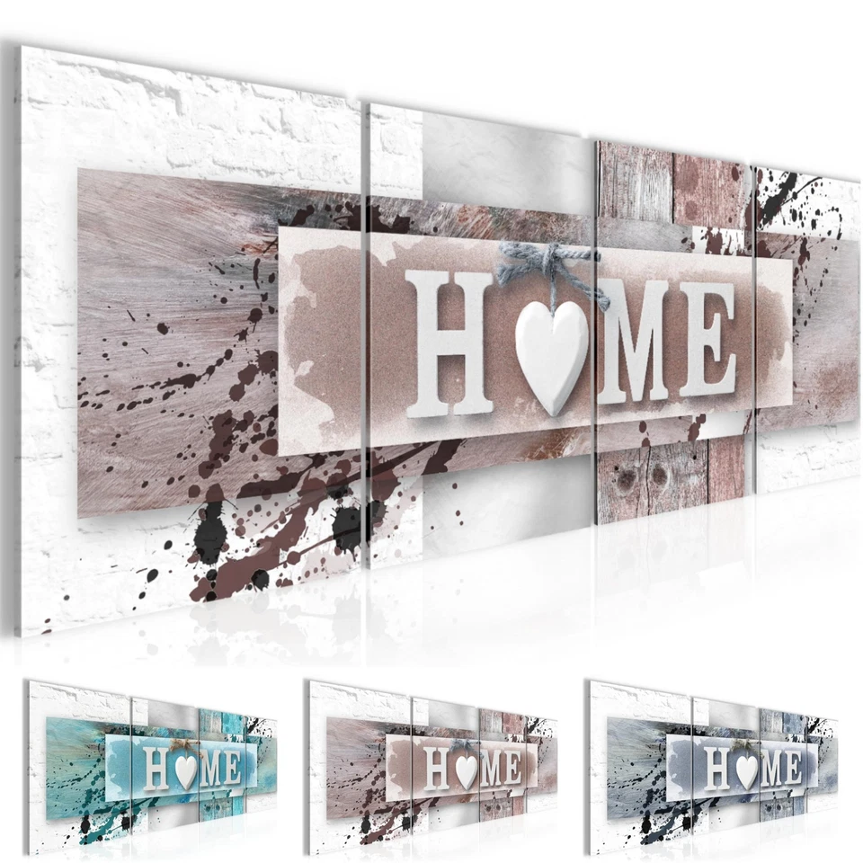 Bilder Set Modern Home Herz Wandbilder Wohnzimmer XXL Bild 160x50 cm Mit Spruch - Bild 1 von 1
