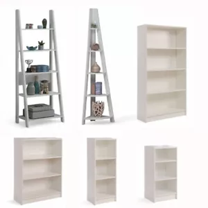 White Bookcase Shelving Storage Shelf Ladder Corner Bookshelf Stand 3 4 5 Tier - Picture 1 of 17