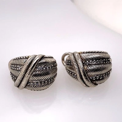 Pendientes de aro Judith Ripka circonita cúbica de plata esterlina (DG706410) Foto 1 de 4