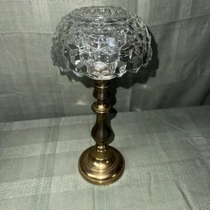 Vtg 12” Carolina Brass Crystal Hurricane Candle Lamp, Rare, Excellent Cond - Picture 1 of 11