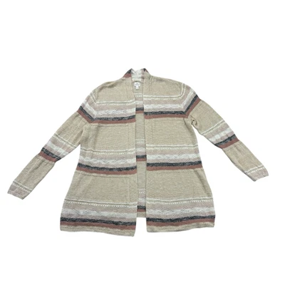 Cárdigan Dressbarn Mujer 1X Beige Rayas Frente Abierto Suéter Ligero Foto 1 de 4