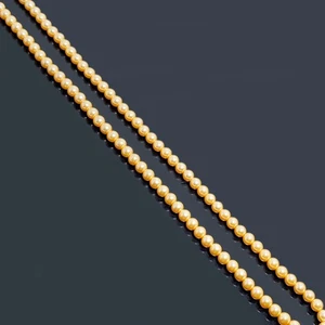 Oro Natural Mar del Sur Indonesia "Islas Maluku" 4,00 mm Cadena Perla Redonda 14" - Imagen 1 de 7