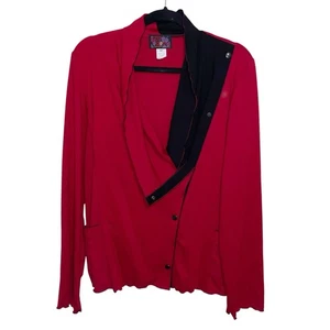 Red Rover Jacket Womens Medium Asymmetrical Artsy Boho Lagenlook USA Vintage Red - Picture 1 of 8