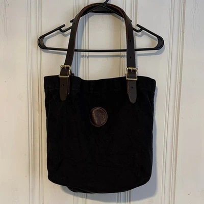 Bolso Duluth Pack Vintage Negro Lona Grueso Marrón Cuero Hecho en USA Foto 1 de 4