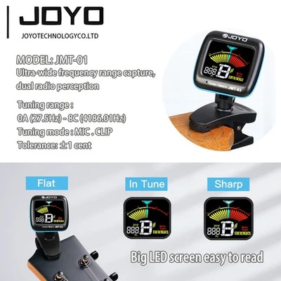 Sintonizador digital de guitarra JOYO metrónomo afinador polifónico con clip con soporte para guitarra Foto 1 de 4