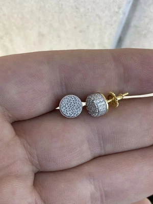 New Arrival Women's Gift Natural Diamond Round Stud Earring 14k Multi-Tone Gold - Image 1 of 4