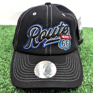 Sombrero Cosido Route 66 Adulto Correa Trasera Negro Azul Logo Ajustable Exterior - Nuevo - Imagen 1 de 8