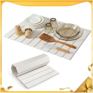 Stone Drying Mat for Kitchen Counter, 24"×16" Collapsible Diatomaceous Earth ... - Foto 1 di 6