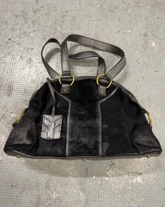 1990s Yves Saint Laurent Pony Hair  Y  Black Leather Handle Bag (One Size) - Picture 1 of 13