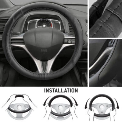 Cubierta de volante de cuero sintético Motor Trend para Honda Civic 2007-12 - Negro Foto 1 de 4