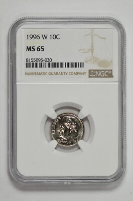 1996 W 10C Roosevelt Dime NGC MS 65 - Image 1 of 2