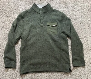 Suéter para hombre Woolrich 1/4 botones frontal poliéster tejido lana verde talla grande - Imagen 1 de 5