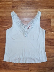 Vintage Victorias Secret Seafoam Green Cotton Lace V Neck Camisole Size Small - Picture 1 of 4