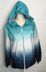Wonder Nation Girls Size 18 XXL Blue Green Gradient Ombré Zip Front Windbreaker - Picture 1 of 16