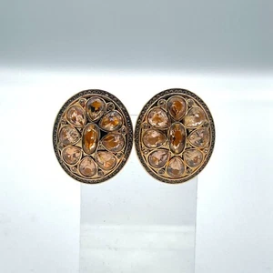 HSN AKKAD Yellow Gold Over Champagne Forever Oval Earrings - Picture 1 of 17