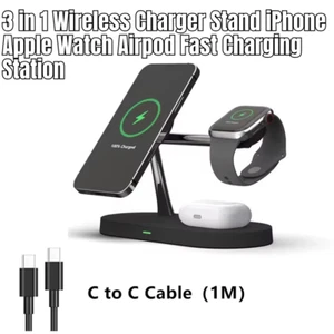 3 in 1 Wireless Charger Stand iPhone Apple Watch Airpod Fast Charging Station - Photo 1 sur 12