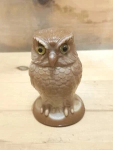 Carmel Slag Solid Glass Owl. It Measures 2-1/4"W x 3-3/4"H - Picture 1 of 6