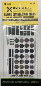 Blair Line 162 HO scale MANHOLE COVERS - Peel & Stick MODELRRSUPPLY $5 Coupon - Picture 1 of 4