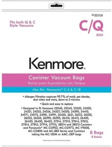 8 Pack Kenmore Canister Vacuum Bag for C, Q; Panasonic C-5 & C-18, 50104 5055 - Picture 1 of 3
