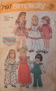 Simplicity 7197 Sewing pattern Girls Pinafore frock Dress Tunic trousers 12mths - Picture 1 of 9