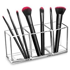 Clear Makeup Brush Holder Organizer, Acrylic Cosmetic Brushes Storage with 3 Slo