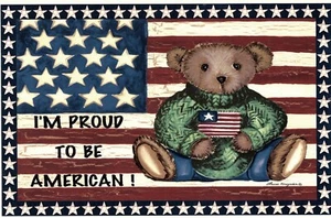 Calcomanía de cerámica tobogán acuático sobreesmaltado USA American Proud Bear 1 pieza 11"" X 7"" - Imagen 1 de 1