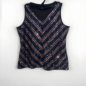 CODE Woman Clothes- Embellished V Neck Sleeveless Top/ Size 16 - Picture 1 of 5