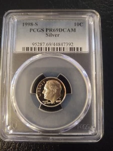 1998-S PCGS PR 69 Dcam Silver Roosevelt Dime - Picture 1 of 3