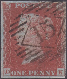 1841 SG10 1d PLACA MARRÓN ROJO PROFUNDO 59 LONDRES INTERIOR '15 CANCELAR 4 MÁRGENES (DK) - Imagen 1 de 2