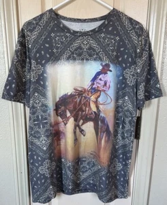 Crazy Train Womens Lg Geometric Rodeo Short Sleeve Western T-shirt  - Picture 1 of 4