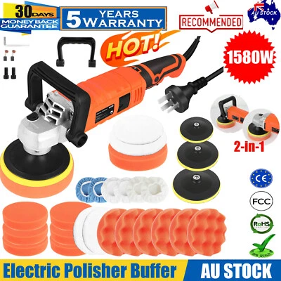 ✅Electric Car Polisher Buffer Polishing Machine Orbital Buffing Pads Kit 150mm - image 1 of 4