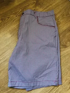 Dunlop Blue Red Check Golf Active Sports Shorts Pockets Stretch Men's Size 40W - Imagen 1 de 11