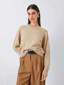 Jersey John Lewis de cachemir puro calce cuadrado beige avena Reino Unido 10-12 - nuevo precio de venta sugerido por el fabricante 99 GBP - Imagen 1 de 12