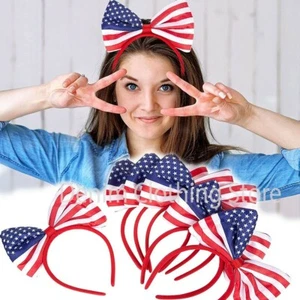 3 pcs Adult Kid American Flag Headband Big Bow 4th of July Headwrap USA flag Lot - Picture 1 of 4