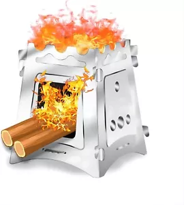 Stufe a Zaino da Campeggio Stufa a Legna Portatile Bruciabile Pieghevole Acciaio Inox P - Foto 1 di 6