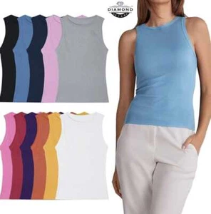 12 Pack Multi Colors Women Tank Top 100% Cotton Basic Ribbed Sleeveless Shirts - Picture 1 of 8