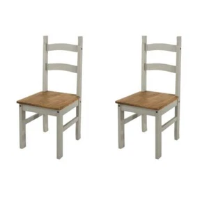 Par de 2 sillas de comedor gris encerado madera maciza de pino asiento cocina comedor juego - Imagen 1 de 2