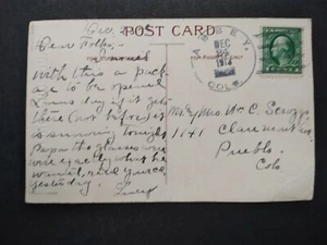 Colorado: Abadía 1913 Postal de Navidad a Pueblo, DPO Pueblo Co  - Imagen 1 de 2