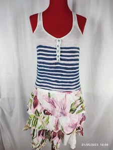 DESIGUAL WOMENS WHITE BLUE FLORAL SLEEVELESS STRETCH KNEE LENGTH DRESS SIZE 10 - Picture 1 of 16