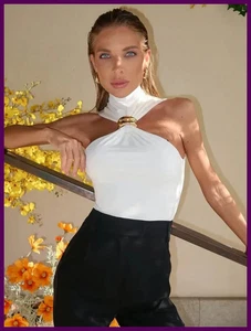 Trendix Fashion Metal Ring Tank Top Women 2025 Summer Y2k Solid Sleeveless - Picture 1 of 26