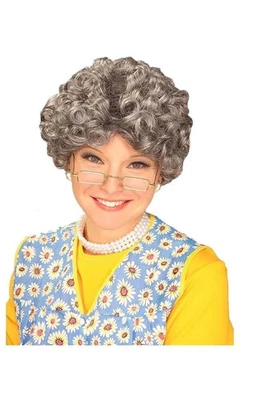 Granny Grandma Gray Hair Wig Elderly Role Play Themed Party Costume Accessory - Image 1 of 4