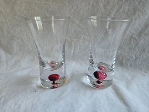 Di Amore Liqueur Glasses Red Bubble weighted bottom Pair Shot glasses #KK - Picture 1 of 9