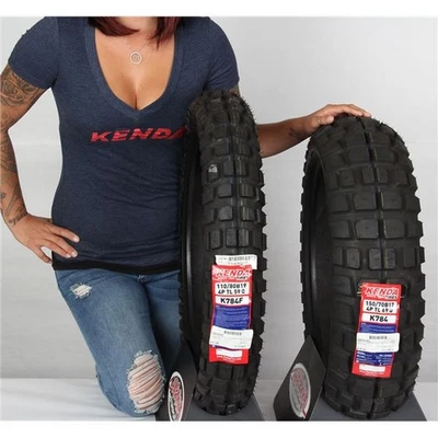 110/80-19, 150/70-17 KENDA K784 BIG BLOCK DUAL SPORT FRONT & REAR TIRE KIT | - Image 1 of 4
