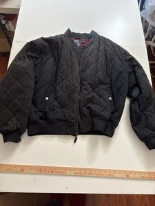 Vtg Polo Ralph Lauren Bomber Jacket Mens XL Black Wool Quilted Zip 90s Grunge - Picture 1 of 7