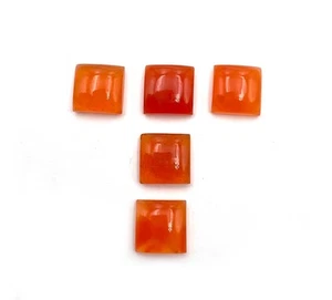 Natürlicher Karneol Quadrat Cabochon Lose Edelstein Lot 5 Stck. 13 MM 44 CT - Bild 1 von 5