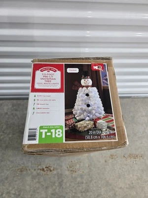 Pre-Lit SNOWMAN Tree COOL WHITE LIGHTS 3.5 FT Tall NEW.. - Image 1 of 4