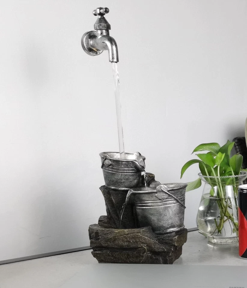 Grifo Flotante Interior y Barril Fuente de Mesa con Luz LED, Metal Col... Foto 1 de 4