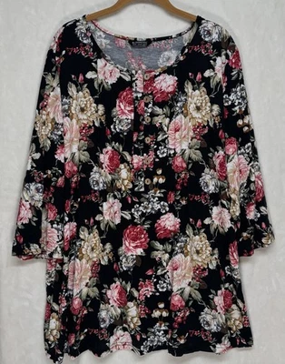 Vestido para mujer talla grande 24 26 3X 4X Cottagecore oscuro romántico floral manga larga Foto 1 de 4