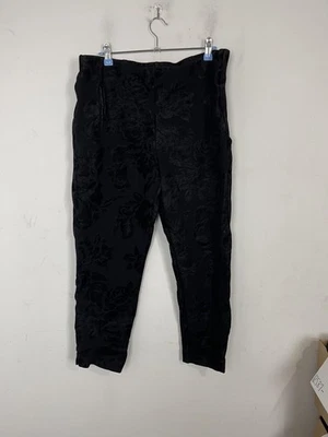 Pantalones Chicos Mujer 2.5 Negro Flocado Terciopelo Gótico Oscuro Romántico Fiesta de Vacaciones Foto 1 de 4