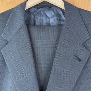 Hart Schaffner Marx Suit Mens 46R Gray Glen Check 3 Button Canvas Wool 36x27 - Picture 1 of 22